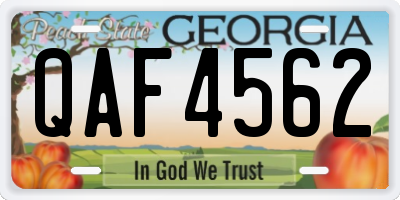 GA license plate QAF4562