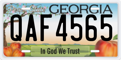 GA license plate QAF4565