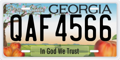 GA license plate QAF4566