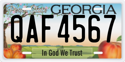 GA license plate QAF4567