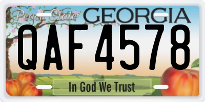 GA license plate QAF4578