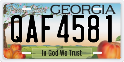 GA license plate QAF4581