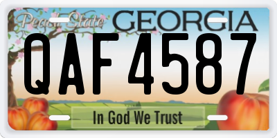 GA license plate QAF4587
