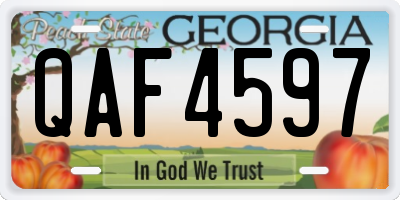 GA license plate QAF4597