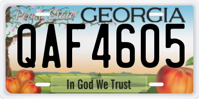 GA license plate QAF4605