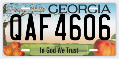 GA license plate QAF4606