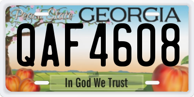 GA license plate QAF4608
