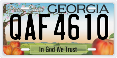 GA license plate QAF4610