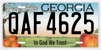 GA license plate QAF4625