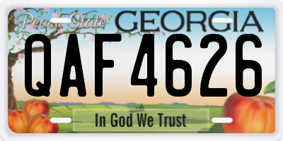 GA license plate QAF4626