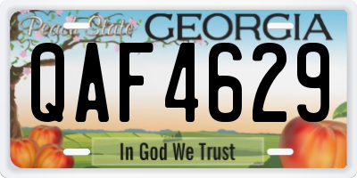 GA license plate QAF4629