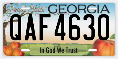 GA license plate QAF4630