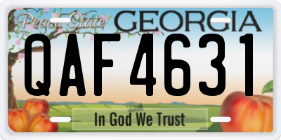 GA license plate QAF4631