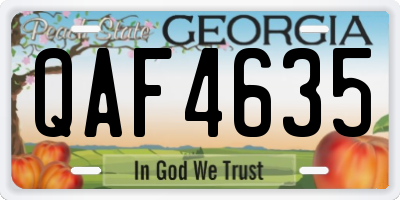 GA license plate QAF4635
