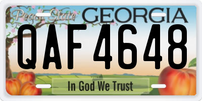 GA license plate QAF4648