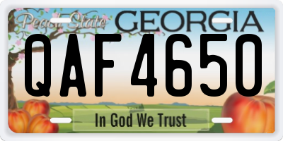 GA license plate QAF4650