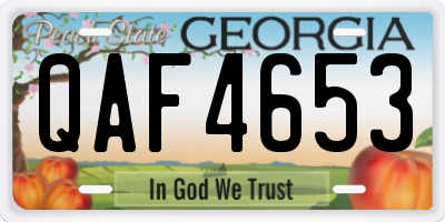GA license plate QAF4653