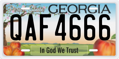 GA license plate QAF4666