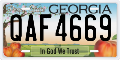GA license plate QAF4669