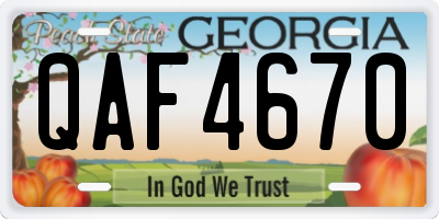 GA license plate QAF4670