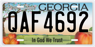 GA license plate QAF4692