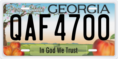 GA license plate QAF4700