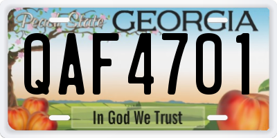 GA license plate QAF4701