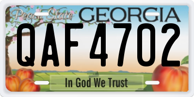 GA license plate QAF4702