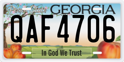 GA license plate QAF4706