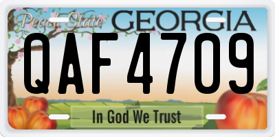 GA license plate QAF4709