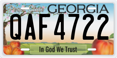 GA license plate QAF4722