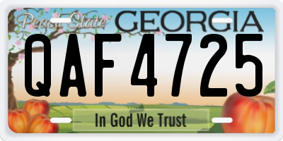GA license plate QAF4725
