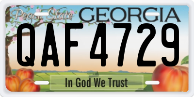 GA license plate QAF4729