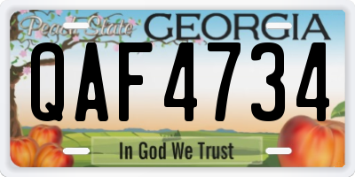 GA license plate QAF4734