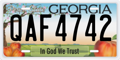 GA license plate QAF4742