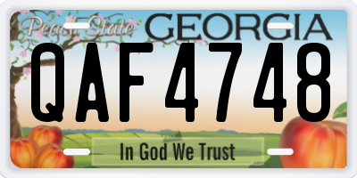 GA license plate QAF4748
