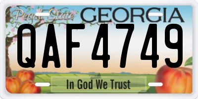 GA license plate QAF4749