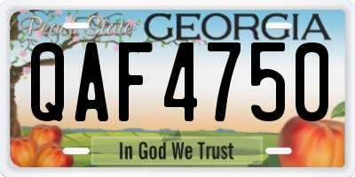 GA license plate QAF4750