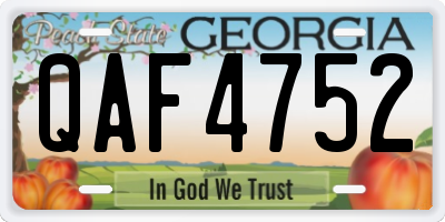 GA license plate QAF4752