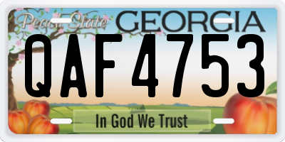 GA license plate QAF4753