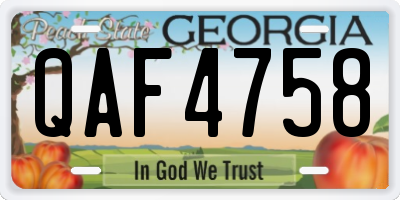 GA license plate QAF4758