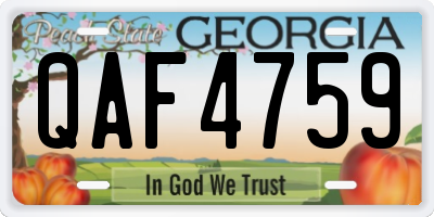 GA license plate QAF4759