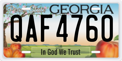 GA license plate QAF4760
