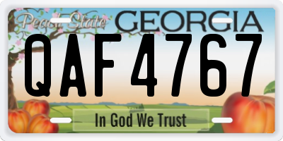 GA license plate QAF4767