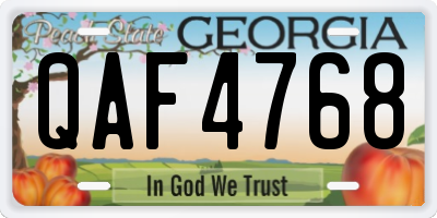GA license plate QAF4768
