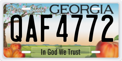 GA license plate QAF4772