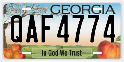 GA license plate QAF4774