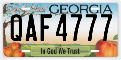 GA license plate QAF4777