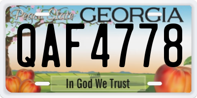 GA license plate QAF4778