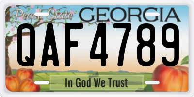 GA license plate QAF4789